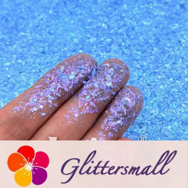 High Brightness Blue Iridescent Cellophane Glitter Shards (Flakes) FC347 2x2