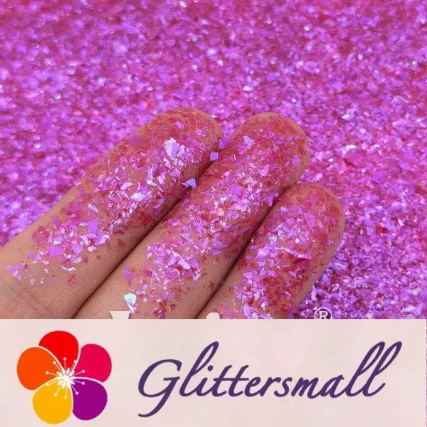 High Brightness Deep Mauve Iridescent Cellophane Glitter Shards (Flakes) FC348 2x2