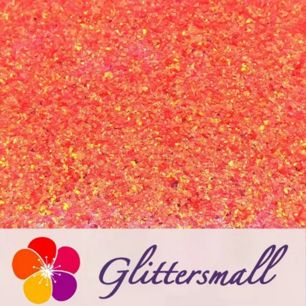 Fluorescent Reddish Orange High Brightness Iridescent Cellophane Glitter Shards (Flakes) FC334 2x2