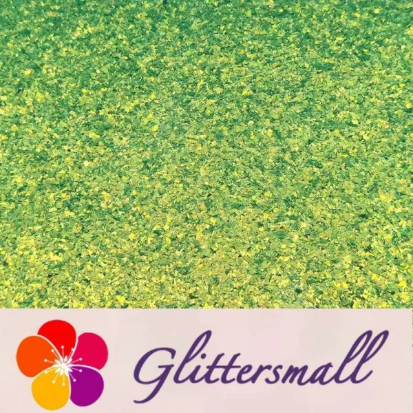 High Brightness Green Iridescent Cellophane Glitter Shards (Flakes) FC333 2x2