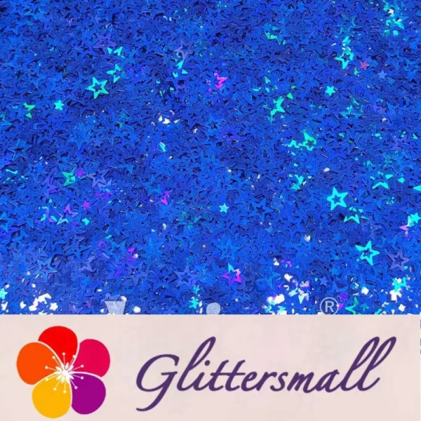 6mm Holographic Sea Blue Hollow Out Star Shaped Glitter LB0705