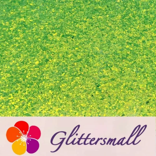 2__1_8513e3a6-fb50-4fc3-aeaf-5b9ef28f1299.webp Fluorescent Green High Brightness Iridescent Cellophane Glitter Shards (Flakes) FC333A 2x2