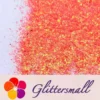 Fluorescent Reddish Orange High Brightness Iridescent Cellophane Glitter Shards (Flakes) FC334 2x2