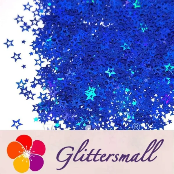 6mm Holographic Sea Blue Hollow Out Star Shaped Glitter LB0705
