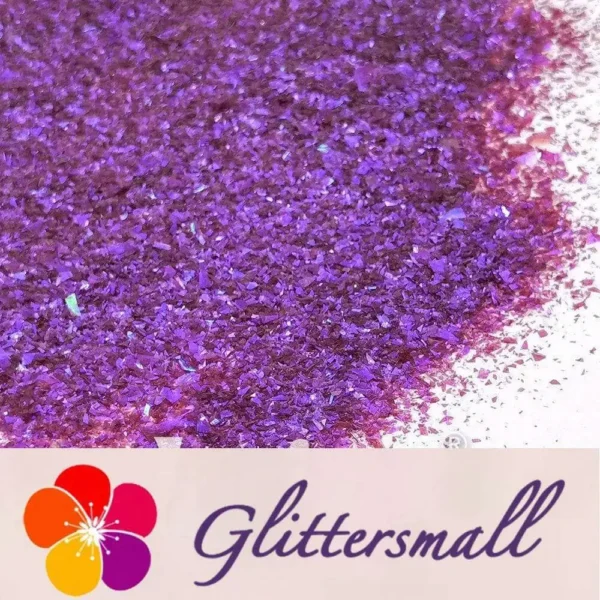 High Brightness Purple Iridescent Cellophane Glitter Shards (Flakes) FC346 2x2