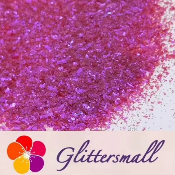 High Brightness Deep Mauve Iridescent Cellophane Glitter Shards (Flakes) FC348 2x2