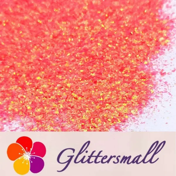 Fluorescent Reddish Orange High Brightness Iridescent Cellophane Glitter Shards (Flakes) FC334 2x2