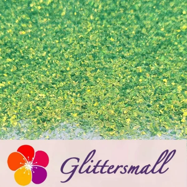 High Brightness Green Iridescent Cellophane Glitter Shards (Flakes) FC333 2x2
