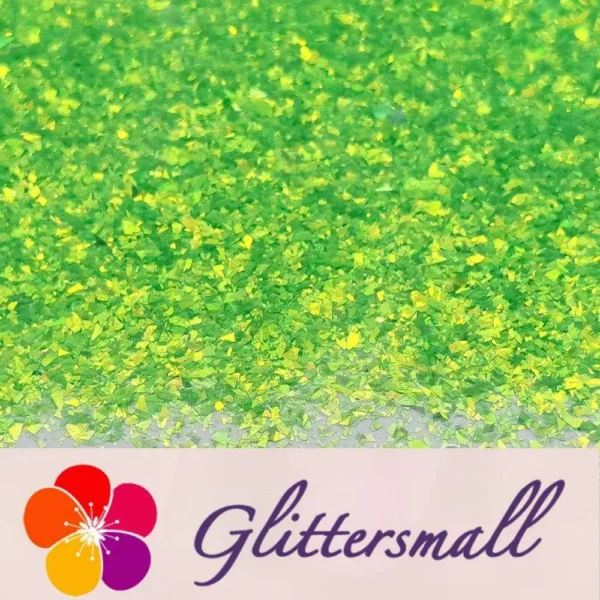 5__1_b9e787d9-0db2-4e50-9a70-9ec67877bbd6.webp Fluorescent Green High Brightness Iridescent Cellophane Glitter Shards (Flakes) FC333A 2x2