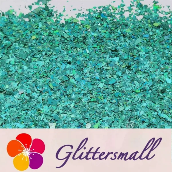 Holographic Teal Green Cellophane Glitter Flakes Holo Shards LB0702 4x4