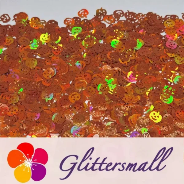10mm Halloween Pumpkin Holographic Brown Shaped Glitter LB0401