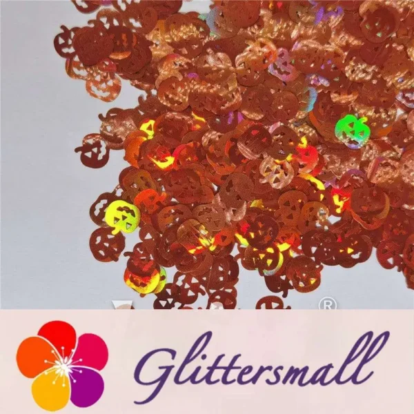 10mm Halloween Pumpkin Holographic Brown Shaped Glitter LB0401