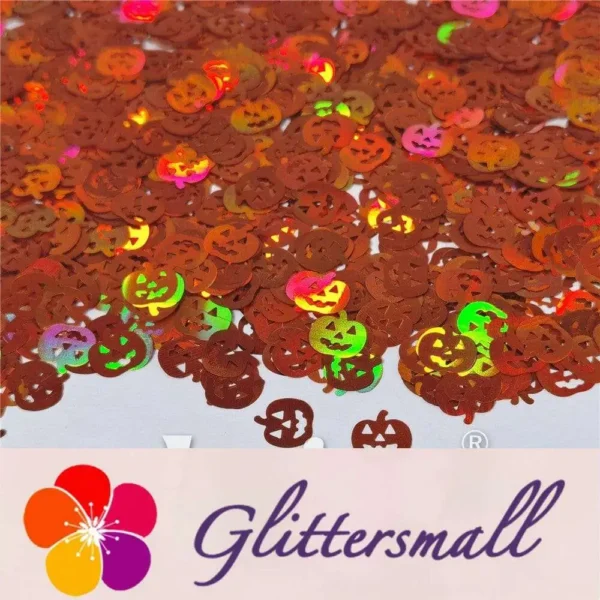 10mm Halloween Pumpkin Holographic Brown Shaped Glitter LB0401