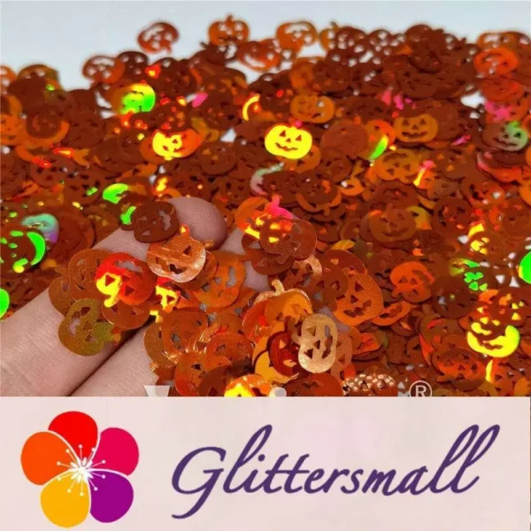 10mm Halloween Pumpkin Holographic Brown Shaped Glitter LB0401