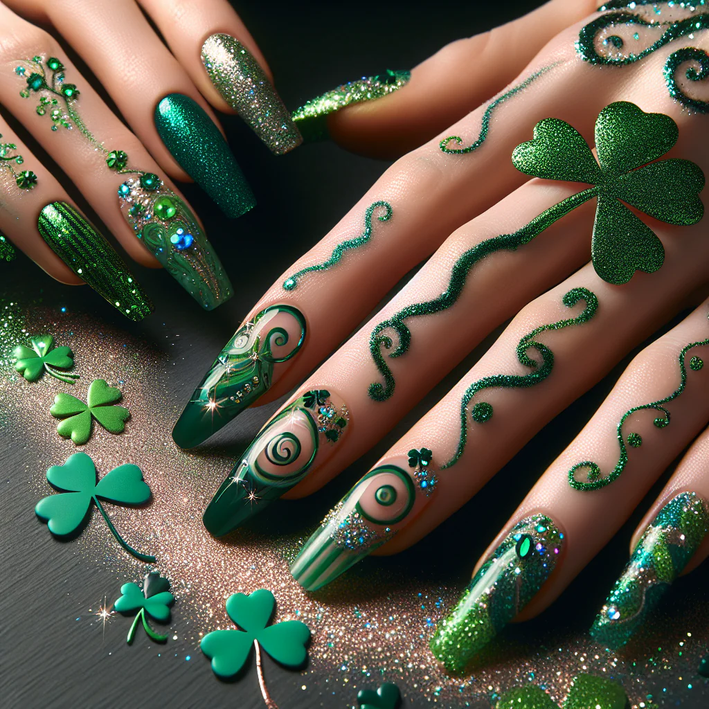 St. Patrick’s Day Special: Green Glitter Nail & Body Designs