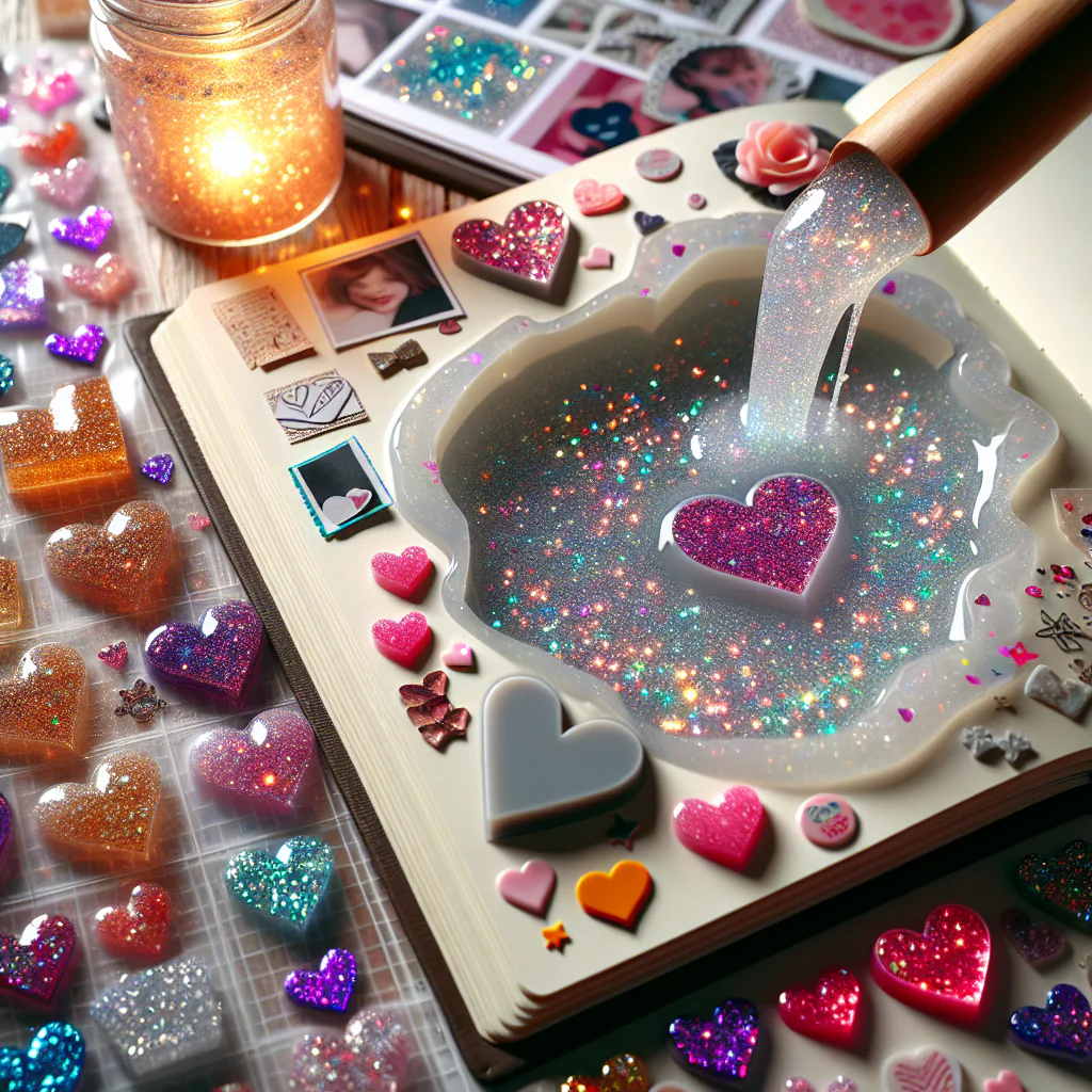 Transform Your Crafts: Heart Glitter Magic in Resin Molds & Scrapbooks