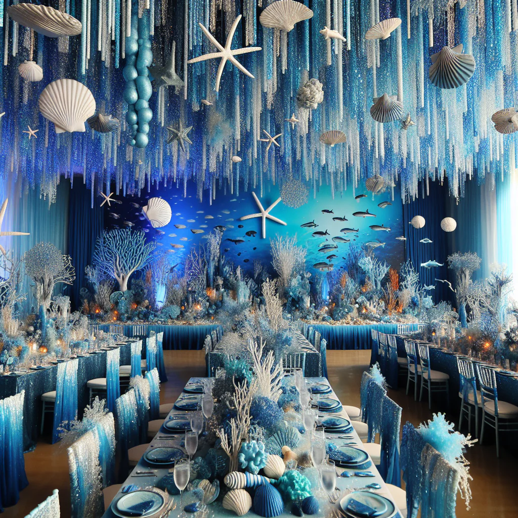 Ocean-themed Party Decor Ideas Using Blue Glitter