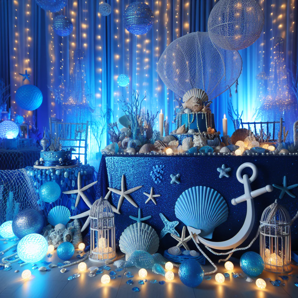 Transform Your Celebration: Stunning Ocean-Themed Decor with Blue Glitter