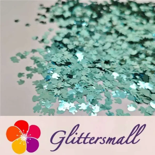 4mm Rabbit Bunny Shapes Sky Blue Glitter B0711