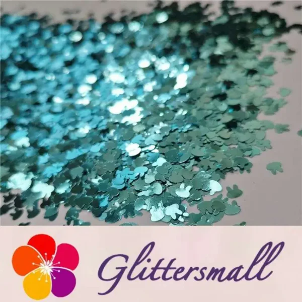 4mm Rabbit Bunny Shapes Sky Blue Glitter B0711