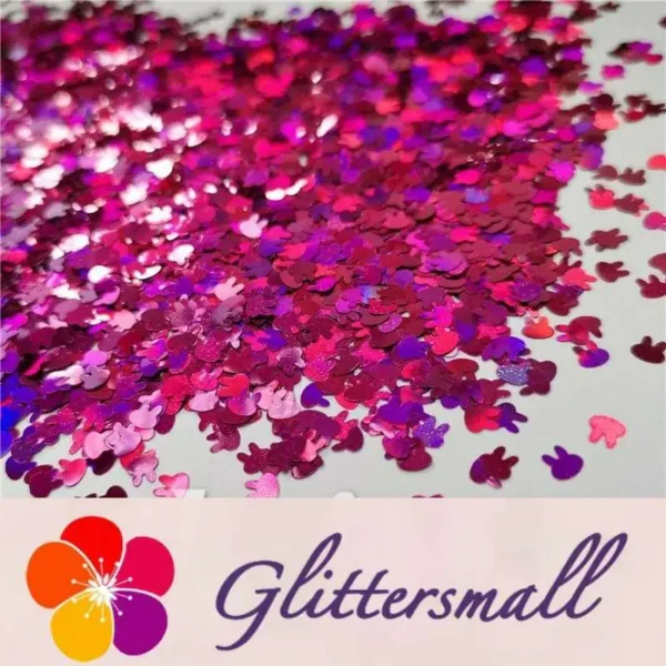 04_037bc52e-57b3-4a00-8468-2c2d7b0b750e.webp 4mm Rabbit Bunny Shapes Laser Rose Red Glitter LB0900