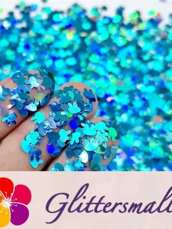 4mm Rabbit Bunny Shapes Laser Sky Blue Glitter LB0700