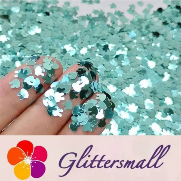 4mm Rabbit Bunny Shapes Sky Blue Glitter B0711