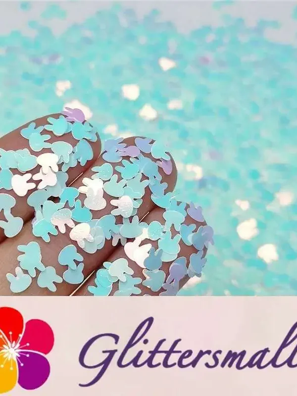 4mm Rabbit Bunny Ice Blue Iridescent Glitter C021R