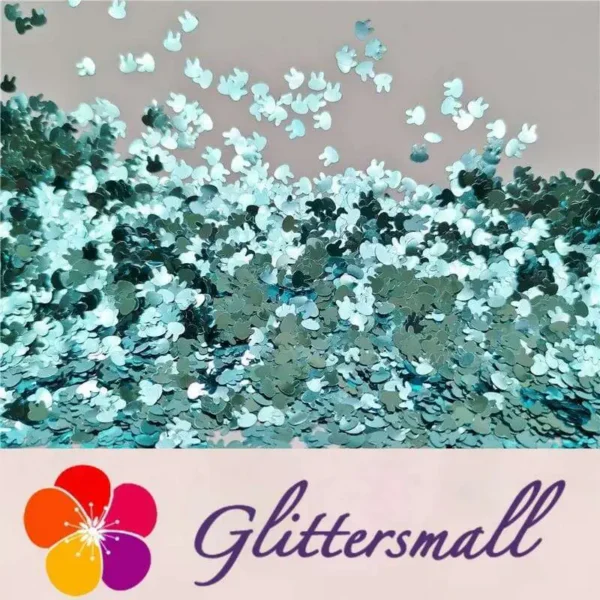 4mm Rabbit Bunny Shapes Sky Blue Glitter B0711
