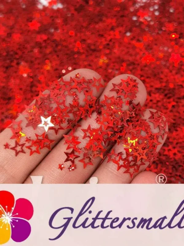 1_299ed6dd-3531-4e02-a347-f1c17bf816a8.webp 6mm Holographic Red Hollow Out Star Shaped Glitter LB0300