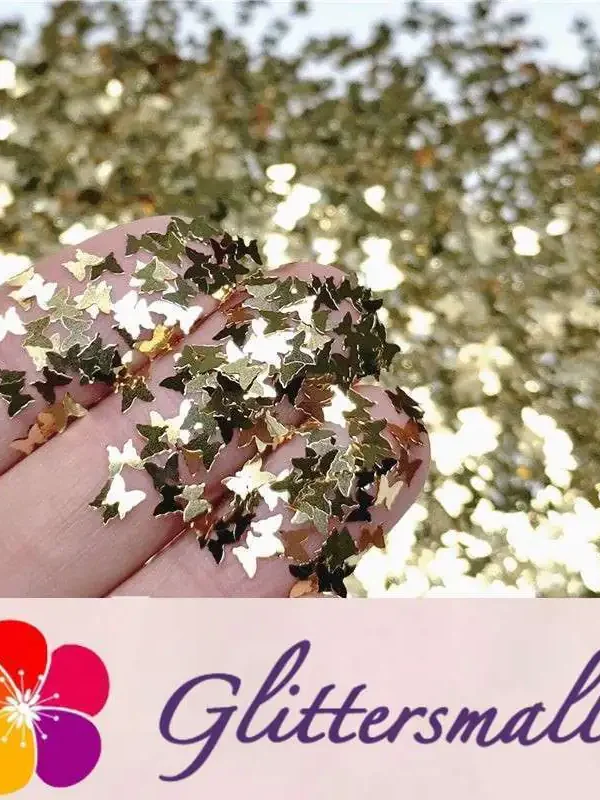 3mm Butterfly Shaped Champagne Gold Glitter B0212