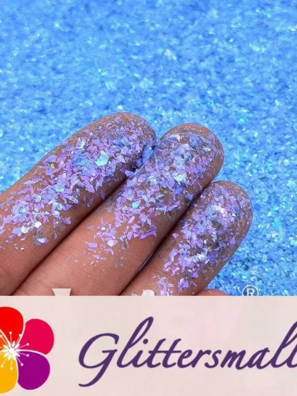 High Brightness Blue Iridescent Cellophane Glitter Shards (Flakes) FC347 2x2