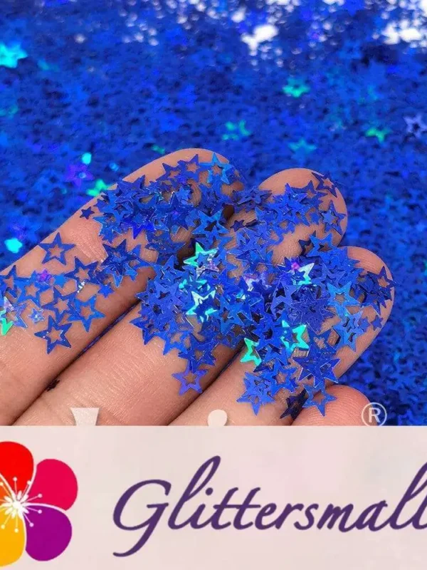 6mm Holographic Sea Blue Hollow Out Star Shaped Glitter LB0705