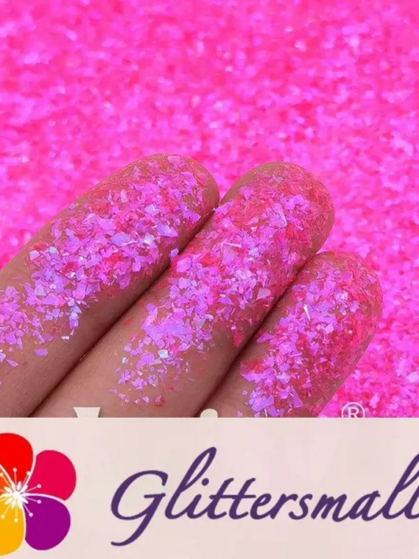 High Brightness Magenta Iridescent Cellophane Glitter Shards (Flakes) FC349 2x2