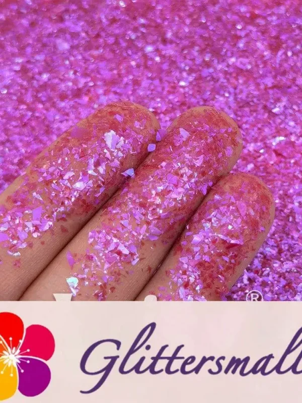 High Brightness Deep Mauve Iridescent Cellophane Glitter Shards (Flakes) FC348 2x2