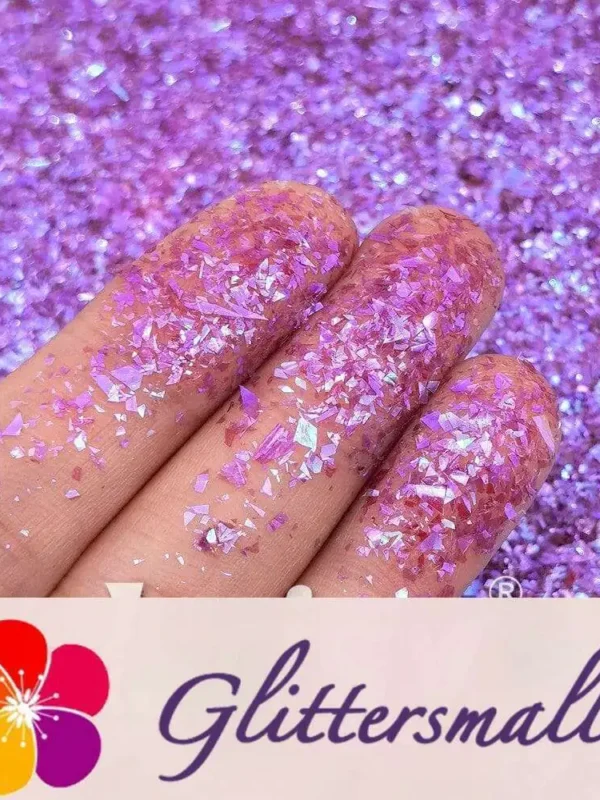 High Brightness Purple Iridescent Cellophane Glitter Shards (Flakes) FC346 2x2