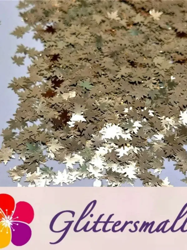 6mm Champagne Gold Maple Leaf Leaves Shaped Glitter B0212