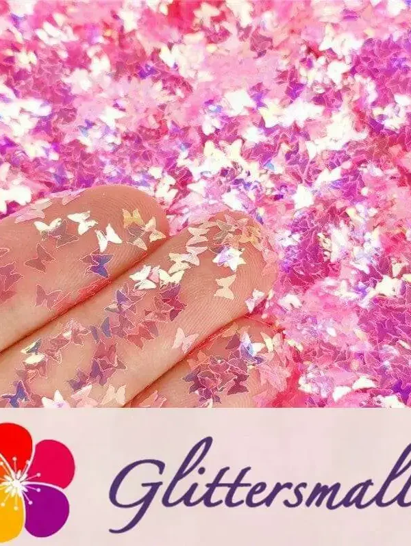 3mm Butterfly Shaped Iridescent Fluorescent Red Glitter FE-FC339