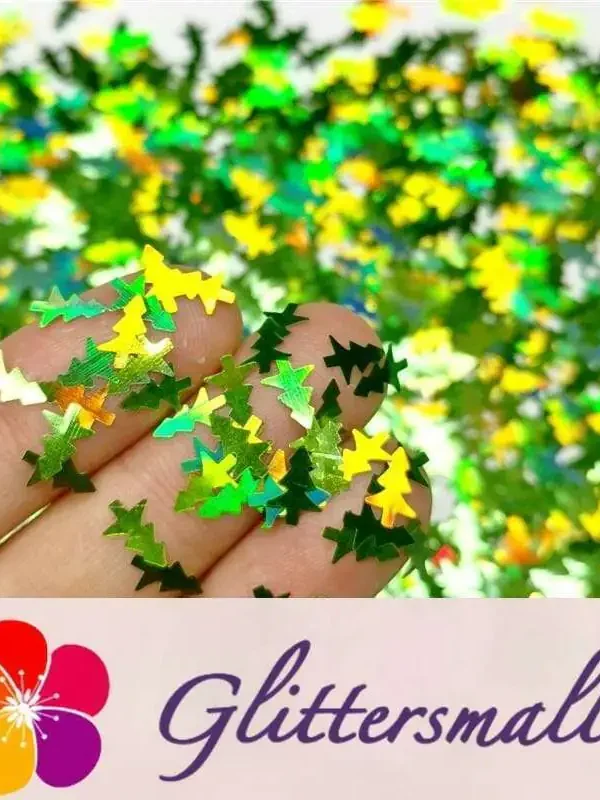 Christmas Tree Shaped Holographic Green Glitter LB601