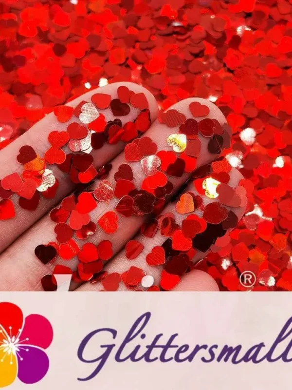 20210119180231.webp 4mm Heart Shapes Laser Red Glitter LB0300