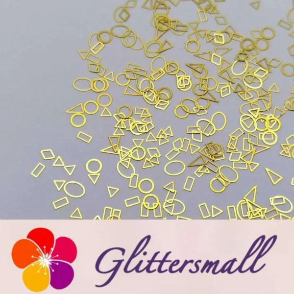 Golden Geometric Patterns Shaped Mixed Metal Nail Glitter MC216