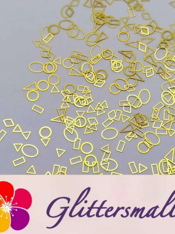 Golden Geometric Patterns Shaped Mixed Metal Nail Glitter MC216