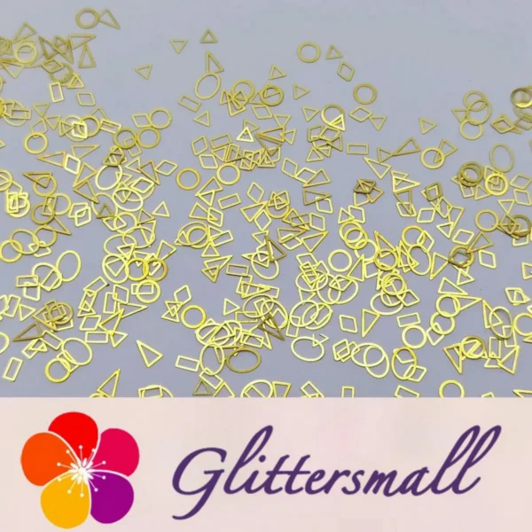 Golden Geometric Patterns Shaped Mixed Metal Nail Glitter MC216