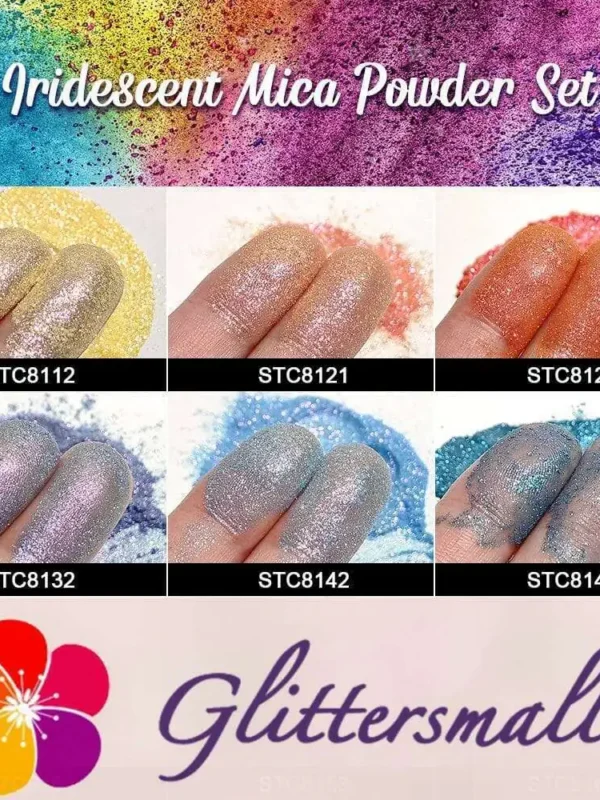 GlittersMall Iridescent Mica Powder Pigment Glitter Set/Kits 10 Colors