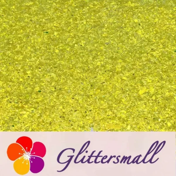 High Brightness Lemon Yellow Iridescent Cellophane Glitter Shards (Flakes) FC332 2x2