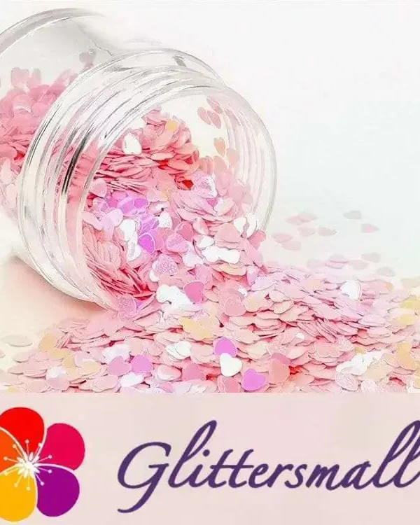 3mm Heart Shapes Rose Pink Glitter C018R