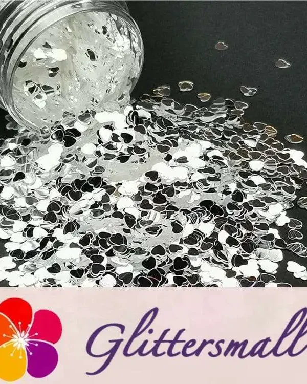 3mm Heart Shapes Mirror Silver Glitter GSY001