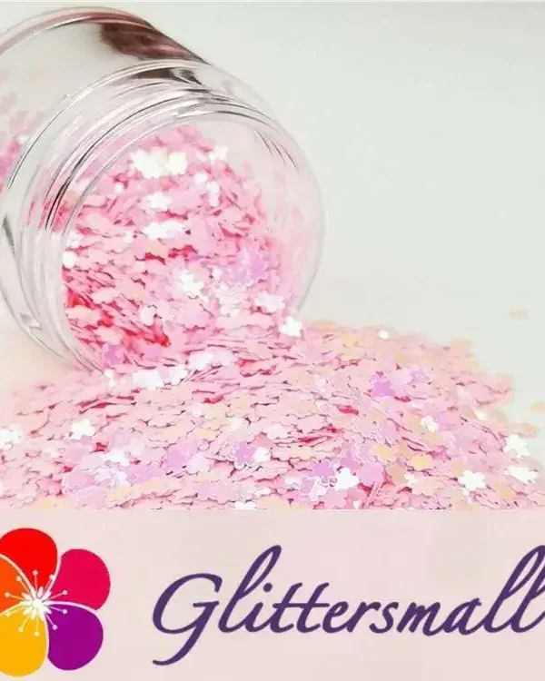 3mm Flower Rose Pink Glitter C018R