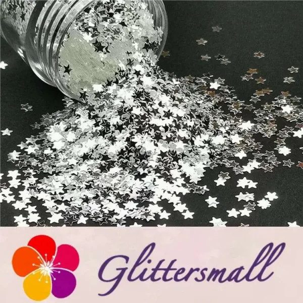 3mm_e8d88245-90b0-4004-8e53-b0e34c82e857.webp 3mm Stars Shapes Mirror Silver Glitter GSY001