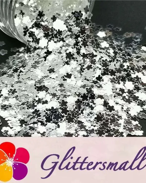 3mm Flower Shapes Mirror Silver Glitter GSY001